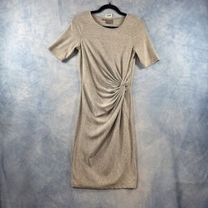 Vero Moda Womens Gray Marl Side Knot Sheath Dress Short Sleeve Crew Neck XS